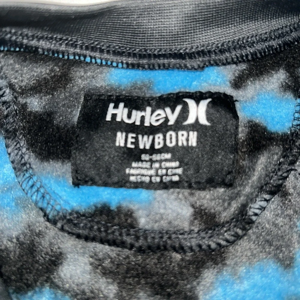 Hurley Baby Boy's Fleece Footed Aqua Camo Long Sleeve Sleeper | Size Newborn